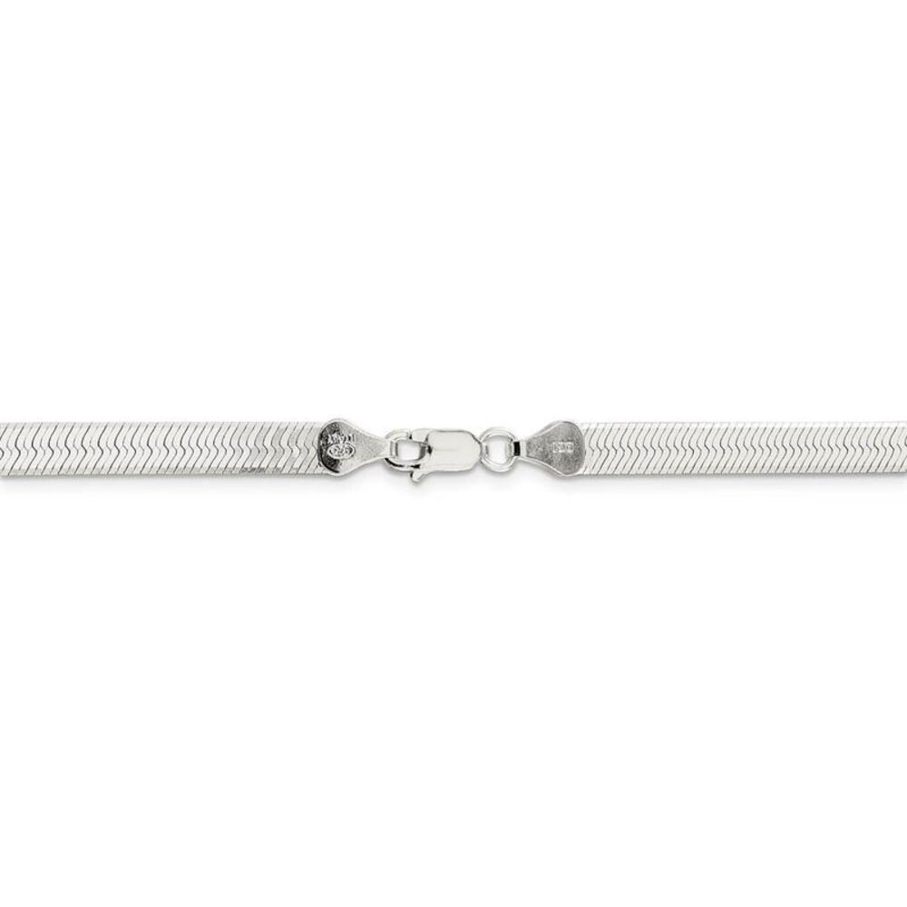 5.25mm, Sterling Silver Solid Herringbone Chain Necklace, 16 Inch - Picture 4 of 8